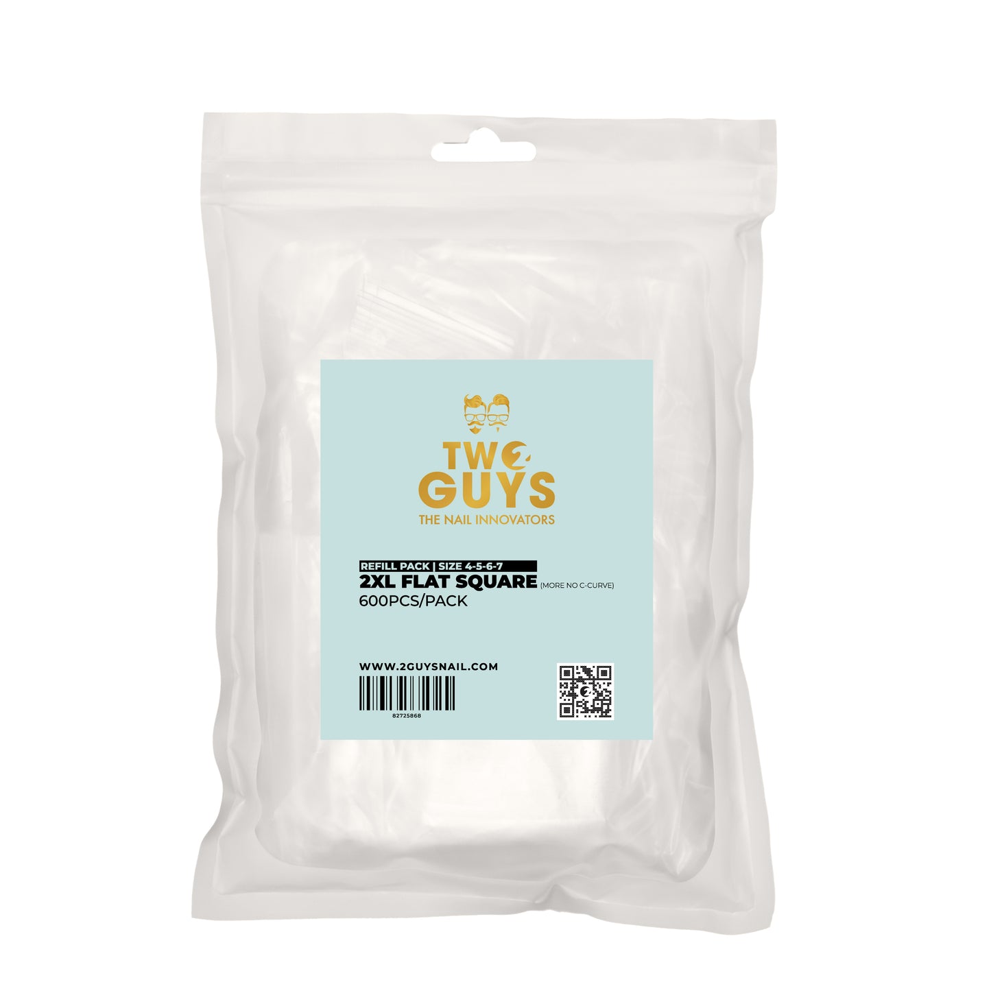 Refill 2XL Flat Square Tips - More No C-curve (#4-5-6-7 | 600pcs/bag)