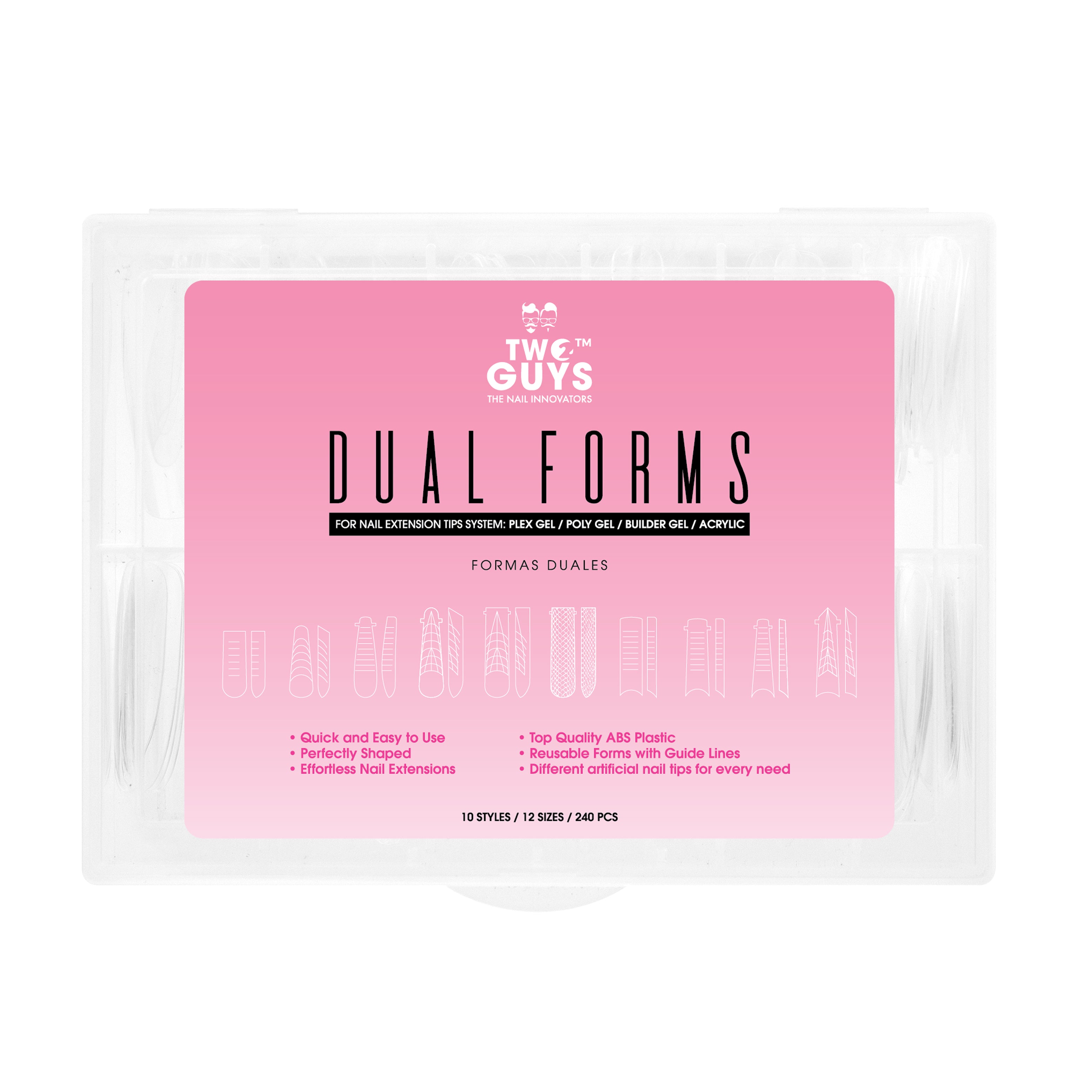 DUAL FORMS - PLASTIC NAIL FORMS (10 shapes - 240pcs/box)