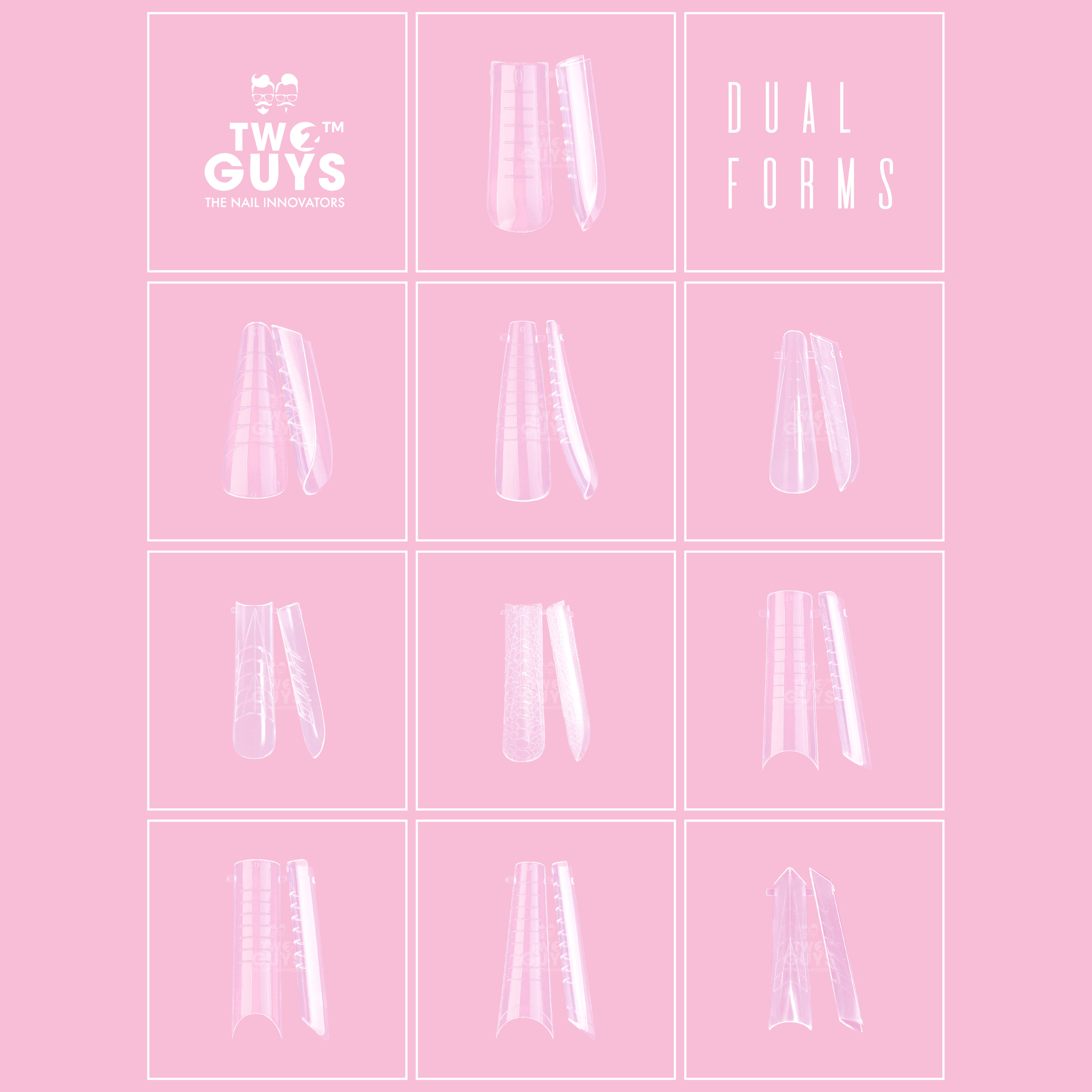 DUAL FORMS - PLASTIC NAIL FORMS (10 shapes - 240pcs/box)