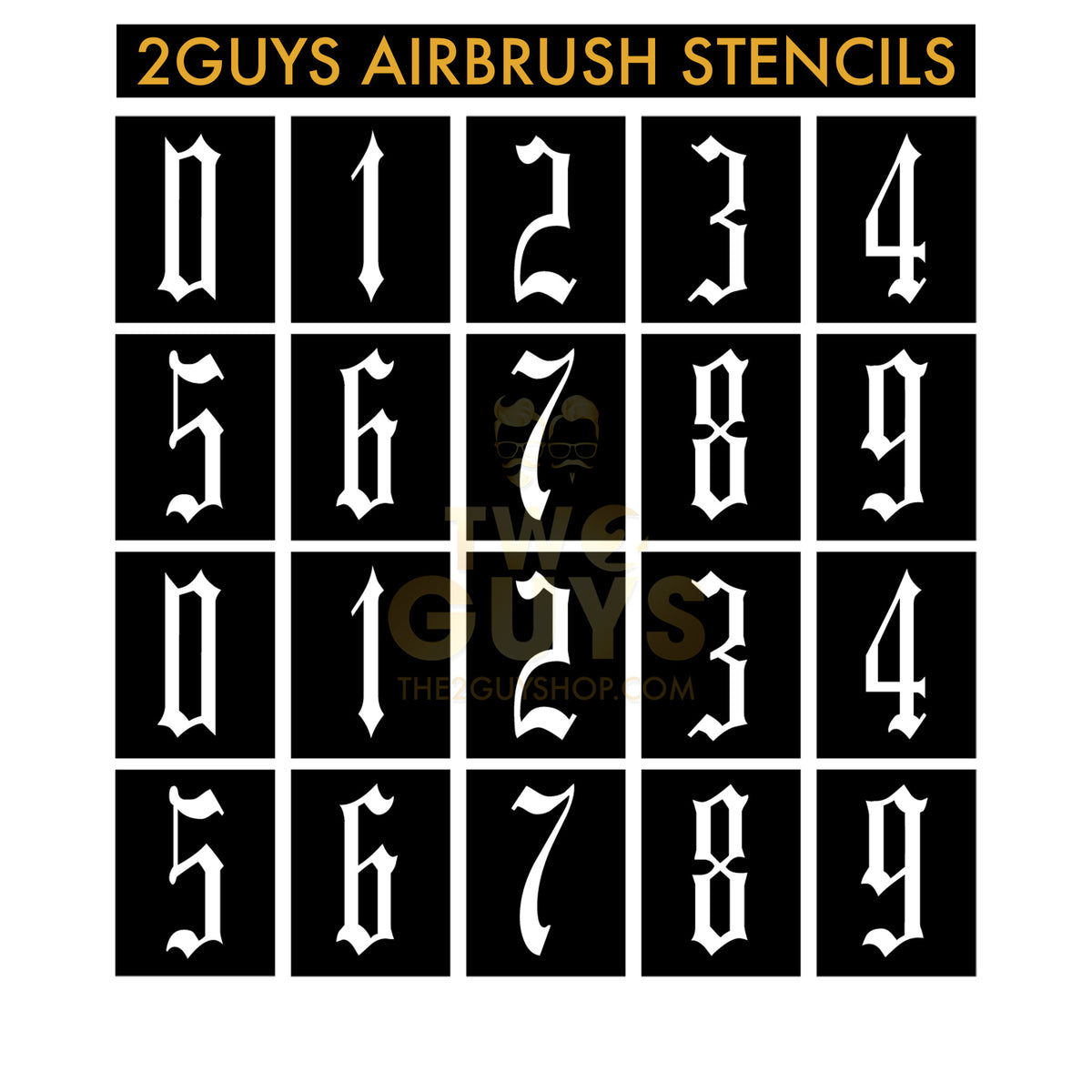 Old English Number Airbrush Stencils