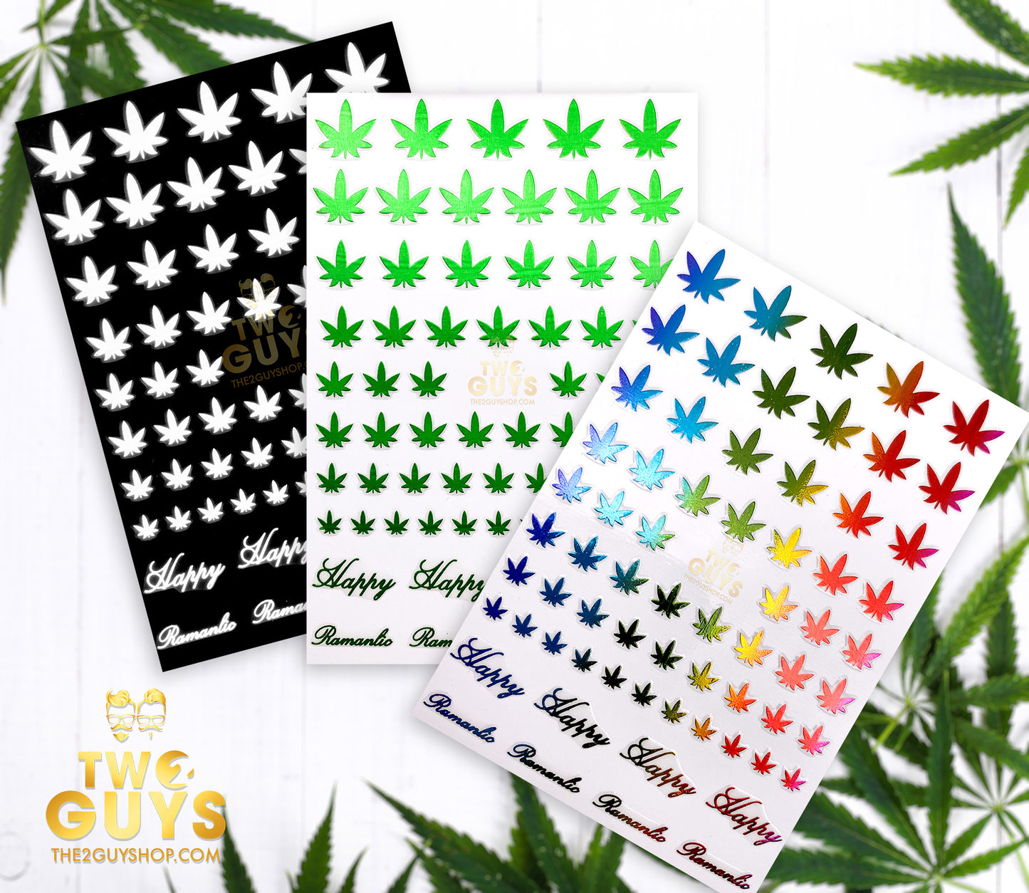 Happy Weed Leaves Stickers Set (3 Colors)