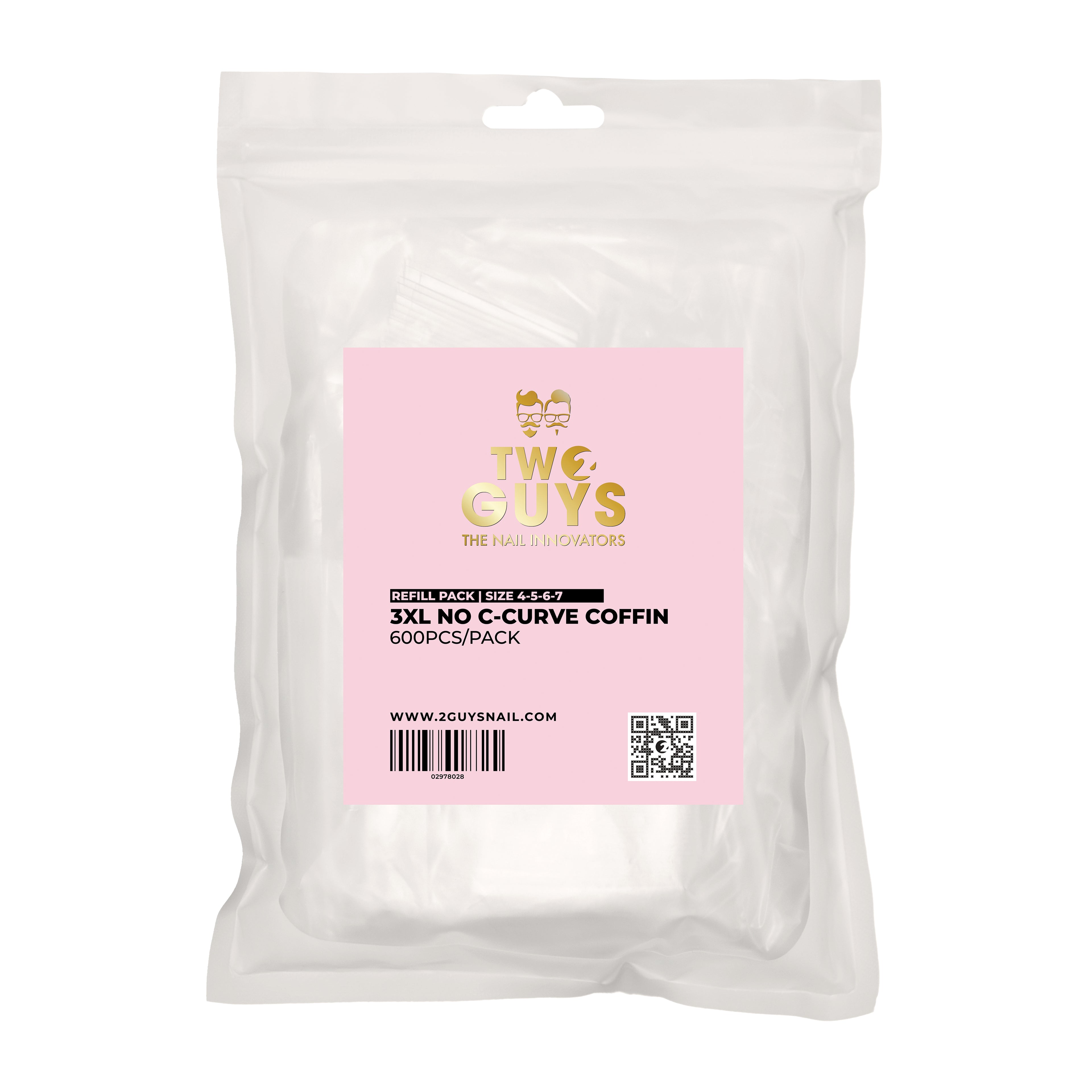 Refill 3XL No C-curve Coffin Tips (#4-5-6-7 | 600pcs/bag)