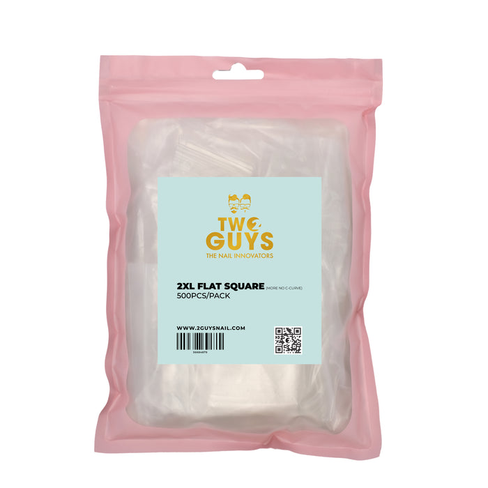 Puntas cuadradas planas 2XL - Sin curva en C (500 piezas/bolsa)