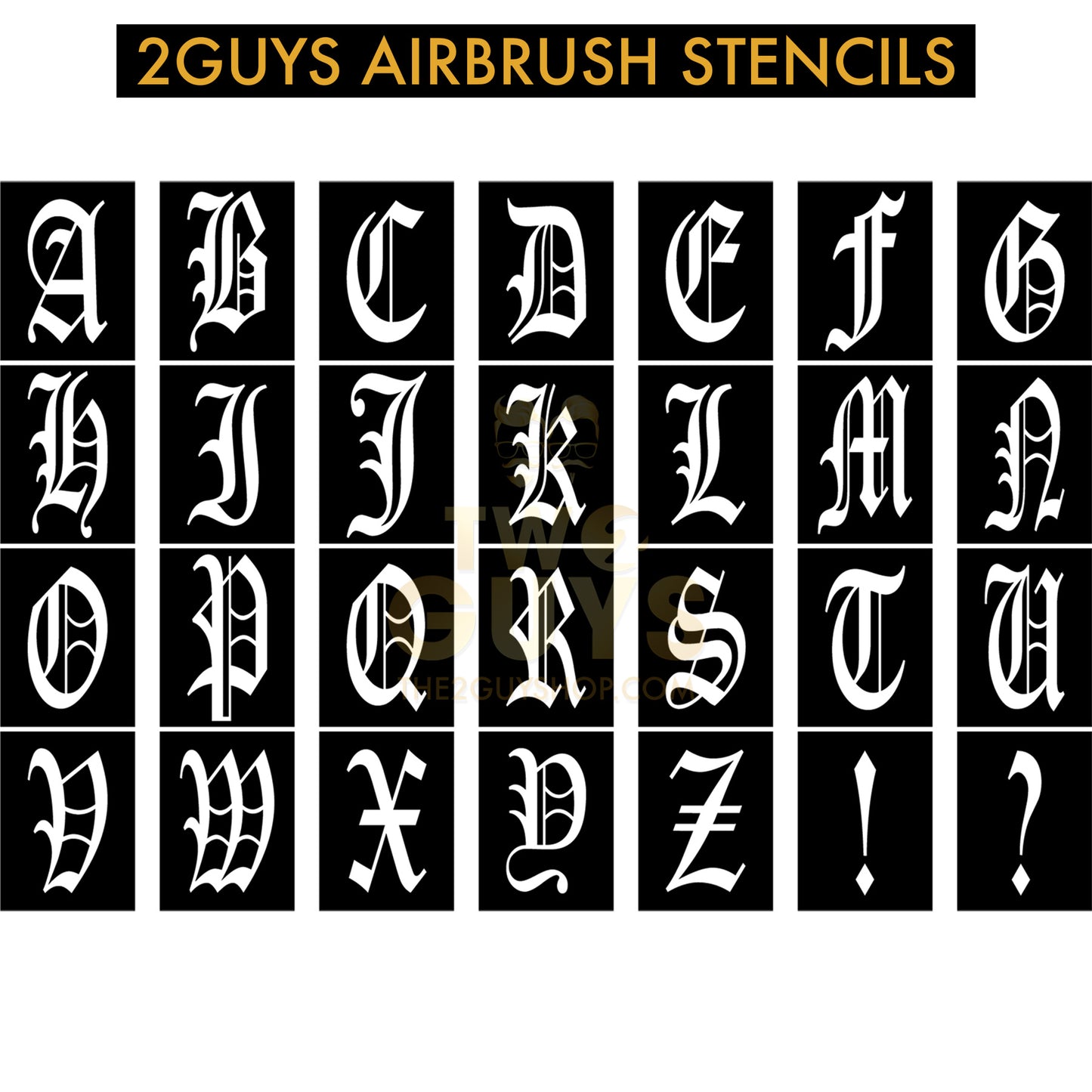 Old English Alphabet Airbrush Stencils