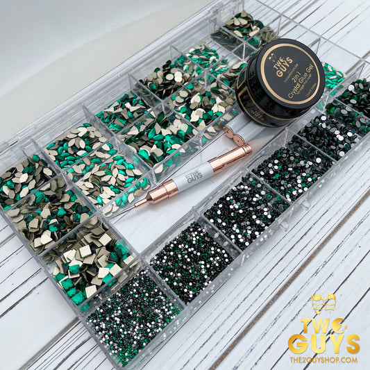High quality Emerald (Green) Rhinestones Box - Free 1 Glue Gel + 1 Rhi –  2GUYS NAIL