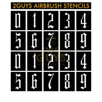 Old English Number Airbrush Stencils