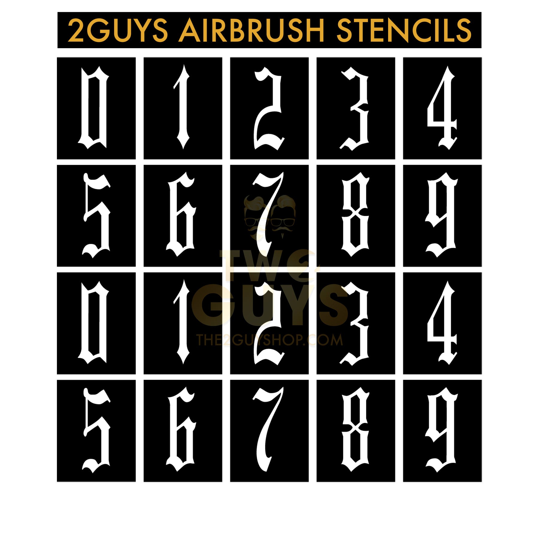 Old English Number Airbrush Stencils
