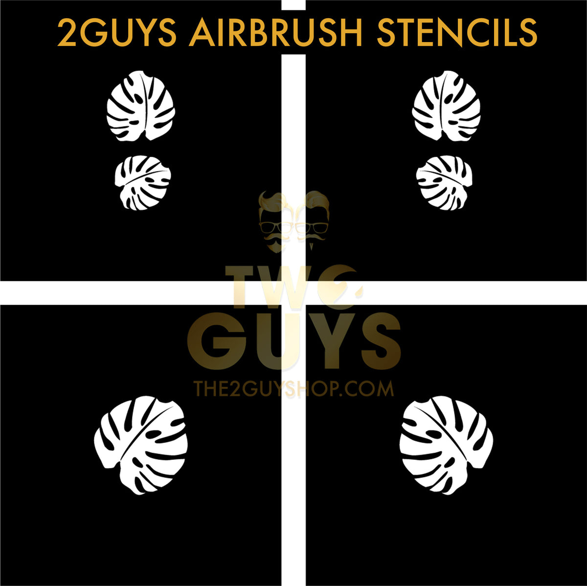 2 plantillas para aerógrafo con diseño de hojas de palma
