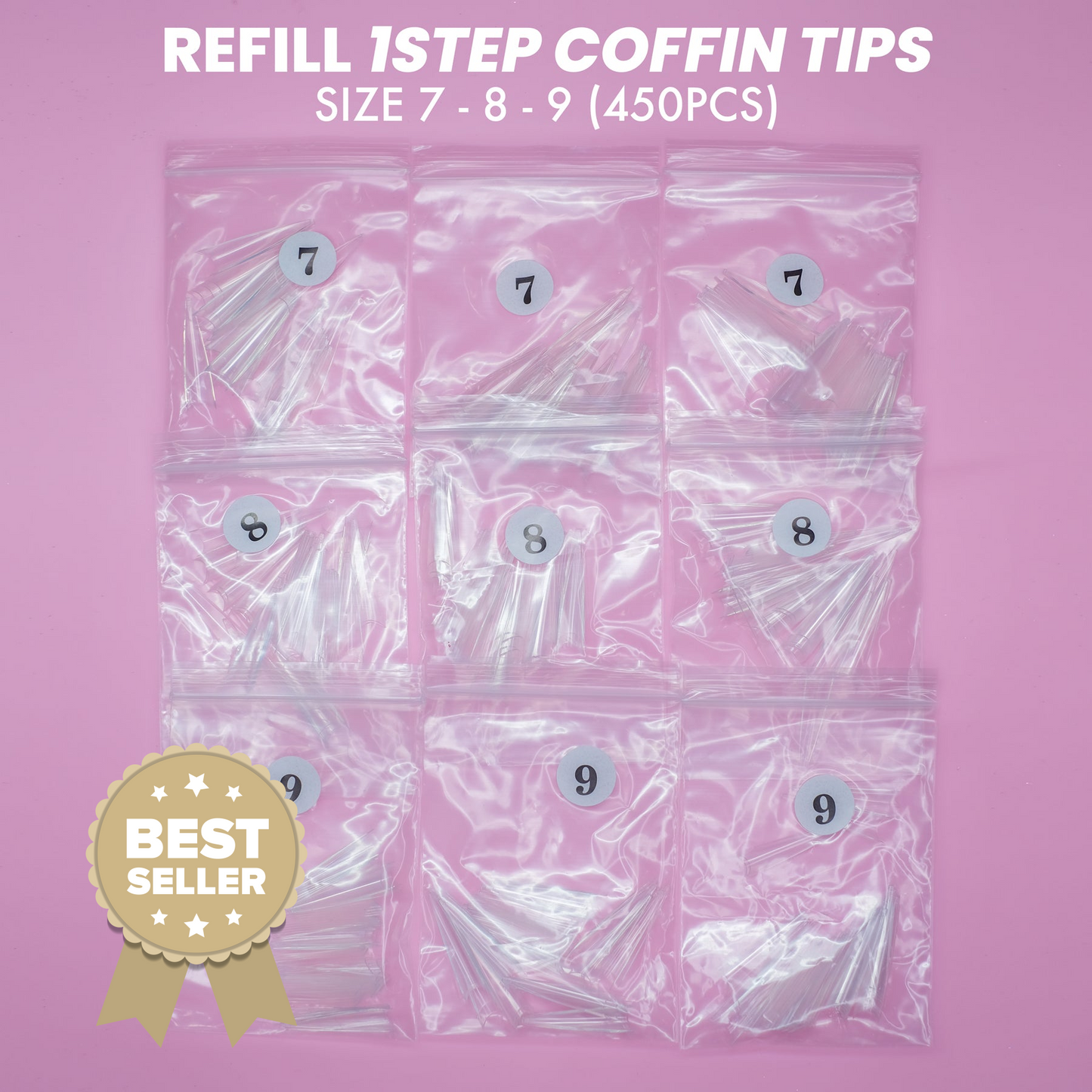 Refill 1Step Coffin Tips - Size 7-8-9